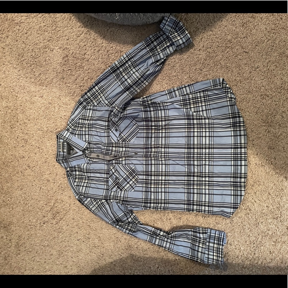 Blue plaid button down